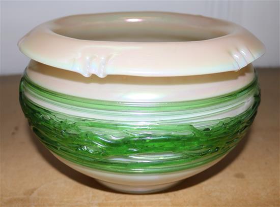 Loetz style iridescent glass bowl